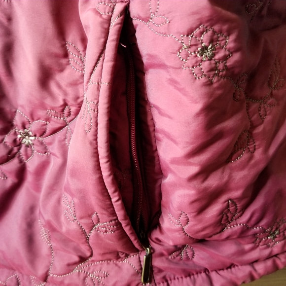 CROFT & BARROW Quilted Marron Floral  Embroidered Vest Sm PL - Picture 11 of 11